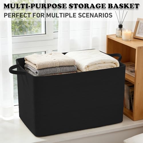 96L Woven Laundry Basket with Handles, Extra Blanket Basket - Image 6