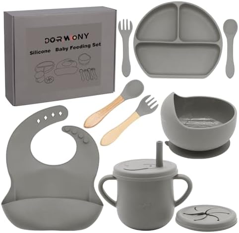 100% Silicone baby feeding set, BPA free Baby dishes set by Dormlony