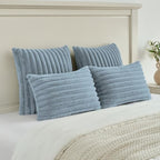 FUTEI Pack of 2 Faux Fur Throw Pillow Covers 22x22 Inch, Dusty Blue - Image 5
