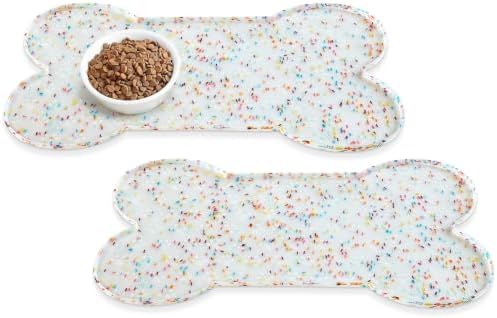 PWTAA Dog Food Mat Anti-Slip Silicone Dog Bowl Mat Thicker Pet Placemat by PWTAA