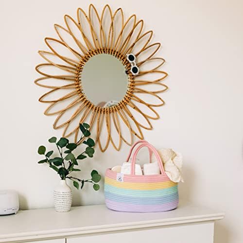 OrganiHaus Pastel Rainbow Rope Diaper Caddy Organizer, Nursery Basket - Image 4