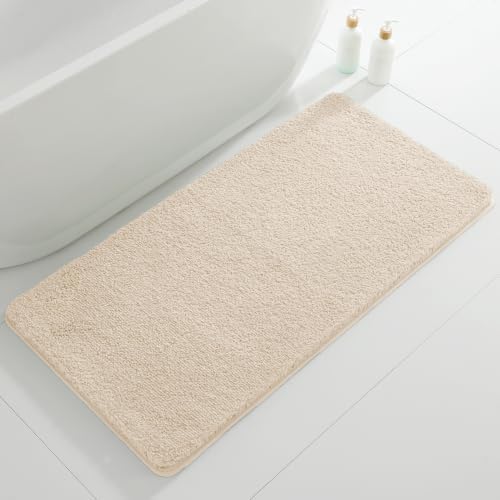 Polyester Bathroom Rug 24"x48" Beige, Non-Slip Soft Shaggy Bath Mat by Kildoss