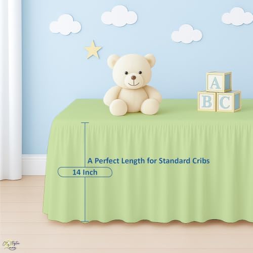 Cottington Lane Sage Crib Skirt Dust Ruffle 14" Drop, Fits 28" x 52" - Image 5