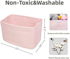 XUANGUO Woven Cotton Rope Storage Baskets 15x10x9.3" 3 Pack Light Pink - Image 2