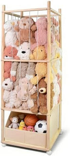 Stuffed Animal Storage with Tiny Toys Tray, Wood Stuffed Animal Zoo Storage by Unknown