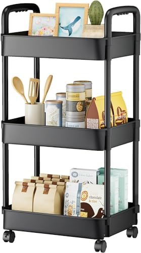 EZ COZY 3 Tier Rolling Cart, Plastic Diaper Cart Organizer by EZCozy