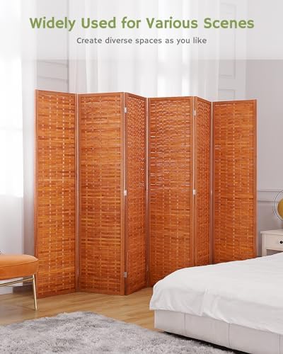 JOSTYLE Bamboo Room Divider, 6-Panel Folding Privacy Screen - Image 4