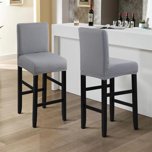 Fuloon Waterproof Barstool Covers Chair Slipcovers, Light Grey, 2 Pack - Image 2