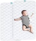 Waterproof Crib Mattress Protector 2-Pack, Non-Slip Quilted Pad by Bilobanbabybedding