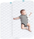Waterproof Crib Mattress Protector 2-Pack, Non-Slip Quilted Pad by Bilobanbabybedding