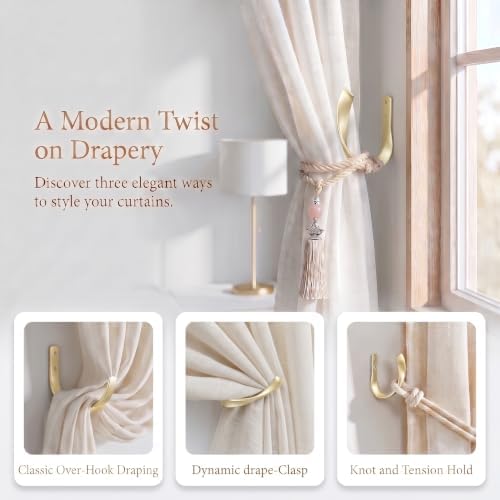 Sumnacon Curtain Holdbacks 2 Pcs Wall Mounted Curtain Tiebacks - Image 6