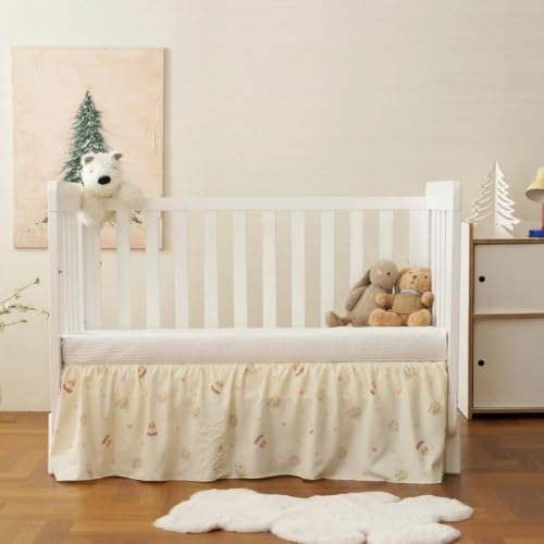Crib Skirt with Platform, Ruffled Wave Design Baby Bed Skirt by VTNXUN