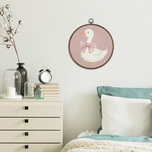 GWFSJYU Coquette Pink Duck Framed Wall Art, Duck Nursery Decor, Cute Ducks - Image 6