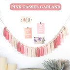 Pink Yarn Tassel Garland Boho Preppy Wall Hanging Decor Bunting Banner Tassels - Image 2