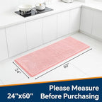 Chenille Bathroom Runner Rug 24"x60" Pink, Plush Bath Mat - Image 2
