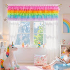 Besutolife Rainbow Valance Curtains Girls Valances - Image 5