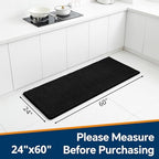 Chenille Bathroom Runner Rug 24"x60" Black, Plush Bath Mat - Image 2
