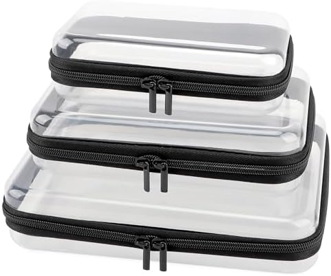 YOPCDJ 3 Pack Clear Hard Shell Zipper Case, Diaper Bag Organizing Pouches by YOPCDJ