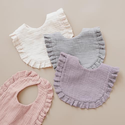 MairMore Muslin Baby Bibs, Ruffle Edge Drool Bibs - Image 6