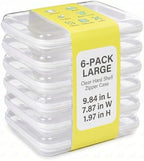 6 Pack Large White Clear Hard Shell Zipper Case, Water-Resistant Travel by Unknown