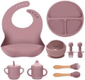 Silicone Baby Feeding Set 9 Pcs, Spill-Proof Suction Plate, Silicone spoon&forks by JELLDJKSiliconeBabyFeeding