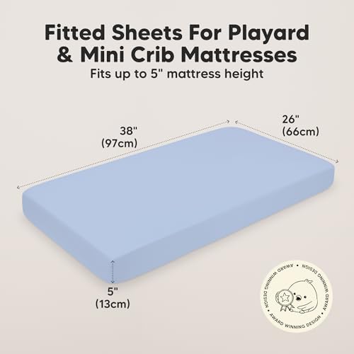 2pk Mini Crib Sheets Fitted 38x26 Pack N Play Mattress Sheet - Image 3