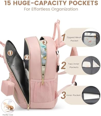Pritent Diaper Bag Backpack, Baby Bag Backpack Baby Essentials - Image 5