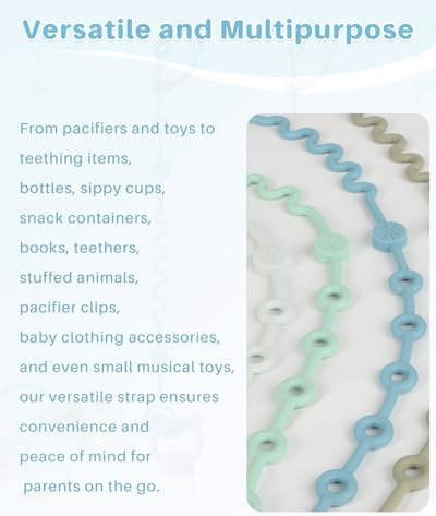 LittleHugs Toy Straps for Stroller, Silicone Baby Tether Pacifier Clip - Image 5