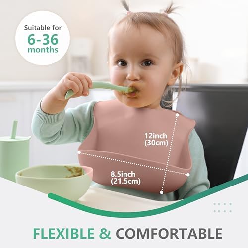 Cuddle Campus Set of 3 Silicone Bibs, Soft Adjustable Bibs - Image 3