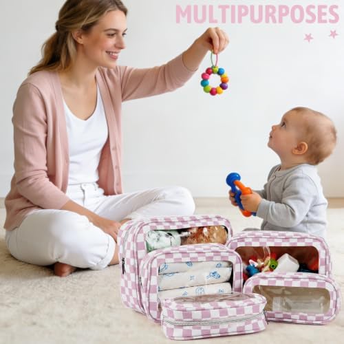 5PCS Diaper Bag Organizer Pouch Set, TSA Approved Toiletry Bag, Waterproof TPU - Image 2