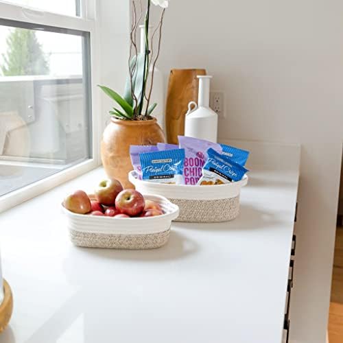 NaturalCozy 5-Piece Rectangle Storage Basket Set- Natural Cotton Rope Woven - Image 3