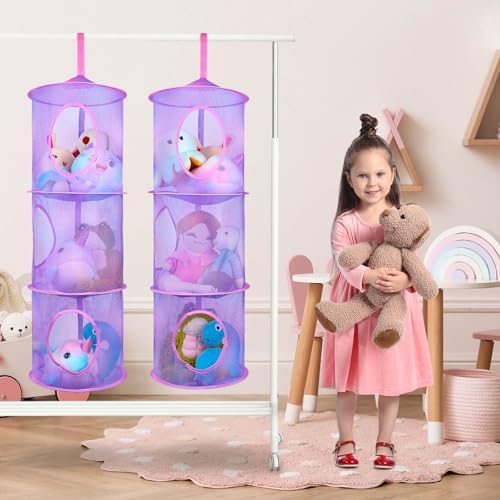 Basumee Hanging Stuffed Animals Storage, 2 Pack Mesh Plush Storage - Image 2