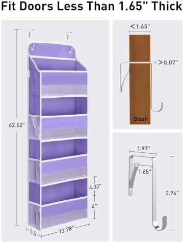 Yecaye Over the Door Organizer forNursery Closet 35.2lbs Load Purple 4 Tier - Image 5