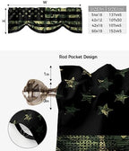 Rustic Green Camo Military Pattern American Flag Blackout Tie Up Valance - Image 6