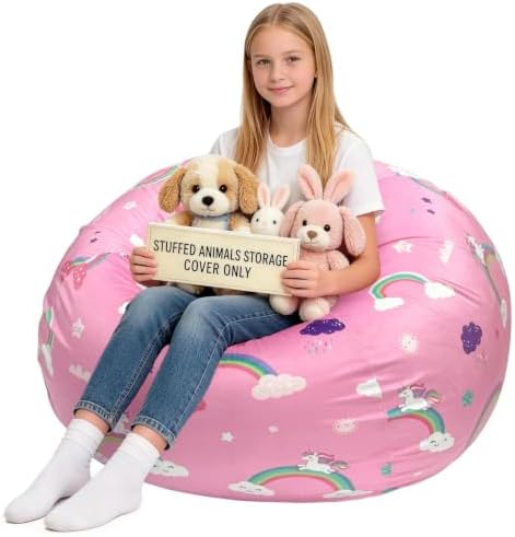 Lukeight Unicorns Stuffed Animal Storage Bean Bag Chair Cover by Lukeight