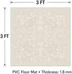 3' x 3' Beige Vinyl Floor Mat for Home, PVC Waterproof Area Mat - Image 2