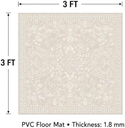 3' x 3' Beige Vinyl Floor Mat for Home, PVC Waterproof Area Mat - Image 2