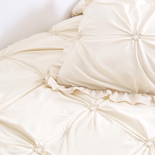 Twin Comforter Set for Girls, Boho Pintuck Bedding Comforter Sets, 4 Pieces - Image 6
