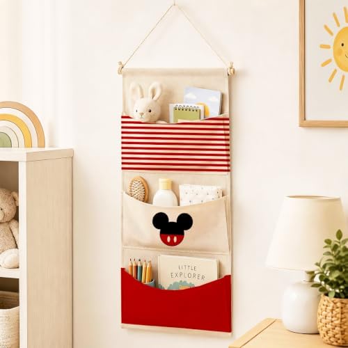 3-Pocket Hanging Wall Organizer, Cute Striped Design - Image 2