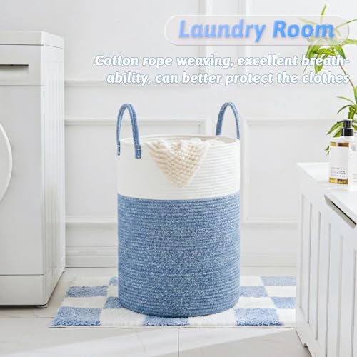 Laundry Basket, Woven Cotton Rope Laundry Hamper, 80L - Image 5