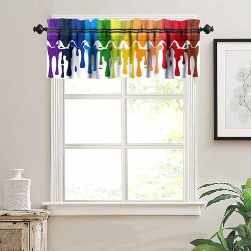 Kids Valances Curtains Colorful Wax Crayons Pattern Window Treatment Valances - Image 5