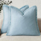 Foindtower Decorative Linen Fringe Throw Pillow Covers 26×26 Light Blue by Foindtower