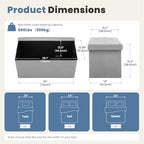 DUMOS 30 Inch Folding Storage Ottoman Bench, Large Hidden Storage Chest - Image 3