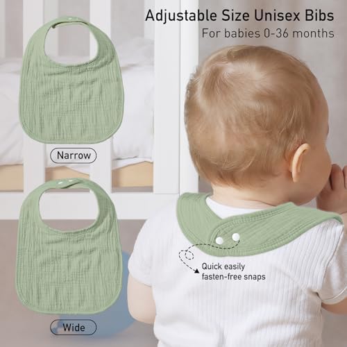 Muslin Bibs for Baby Boy, Adjustable Fit for Drooling and Teething Toddler - Image 5