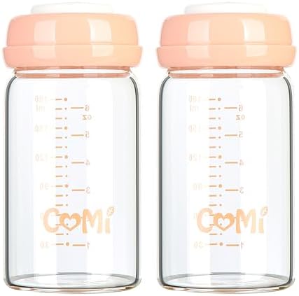 COMI Wide Neck Glass Breastmilk Collection n Storage Bottle, 6oz by COMI