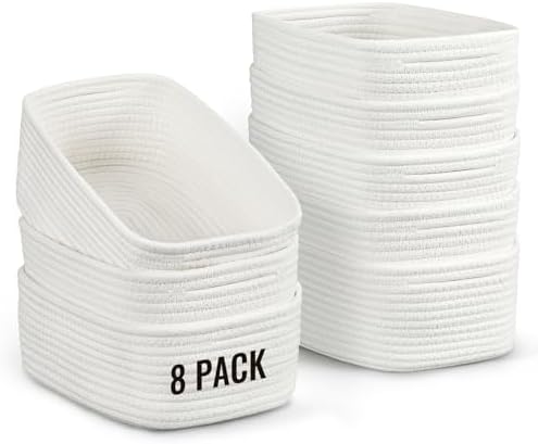 8 Pack Small Storage Baskets for Organizing, Woven Rope Bins for Bathroom by Unknown