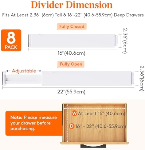 Lifewit 2.36" Upgrade Kitchen Drawer Dividers, Adjustable Drawer Organizer - Image 3