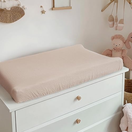 Konssy 100% Cotton Muslin Changing Pad Cover 2 Pack - Image 4