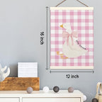 LKETW Pink Plaid Goose Poster Hanger Frame, 12x16 Inch, Preppy Wall Art - Image 6