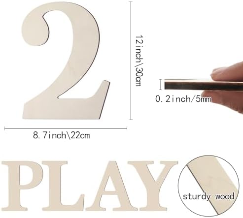 12 Inch Large Wooden Numbers 2 Unfinished Wood Number - Image 2